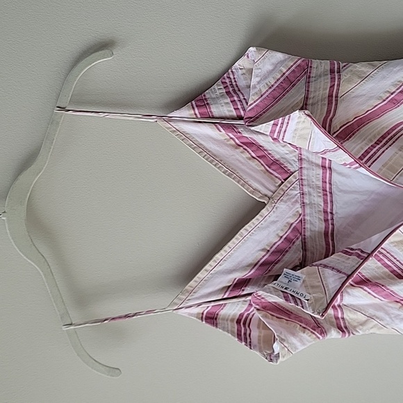 Tommy Hilfiger Spaghetti Straps Striped Pink and White Women's Midi Cotton Dress - Picture 6 of 12